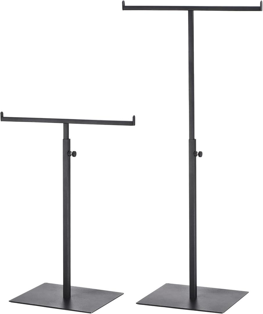 uxcell Purse Display Stand T Shaped Metal 2 Pack Adjustable Handbag Rack Double Hook Holder Necklace Organizer for Home Boutique Store - Black