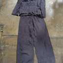 PRETTYGARDEN Women's 2 Piece Sets Casual Long Sleeve Shirts Wide Leg Pants Lounge Travel Outfits Fashion Clothing, XL