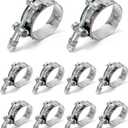 QWORK 1.5" T-Bolt Hose Clamp Stainless Steel, Working Range 46mm-52mm for 1.5" Hose ID, Turbo Intake Intercooler Clamp, 10 Pack (1.5" Clamp Range 46mm-52mm (1.8"-2"))