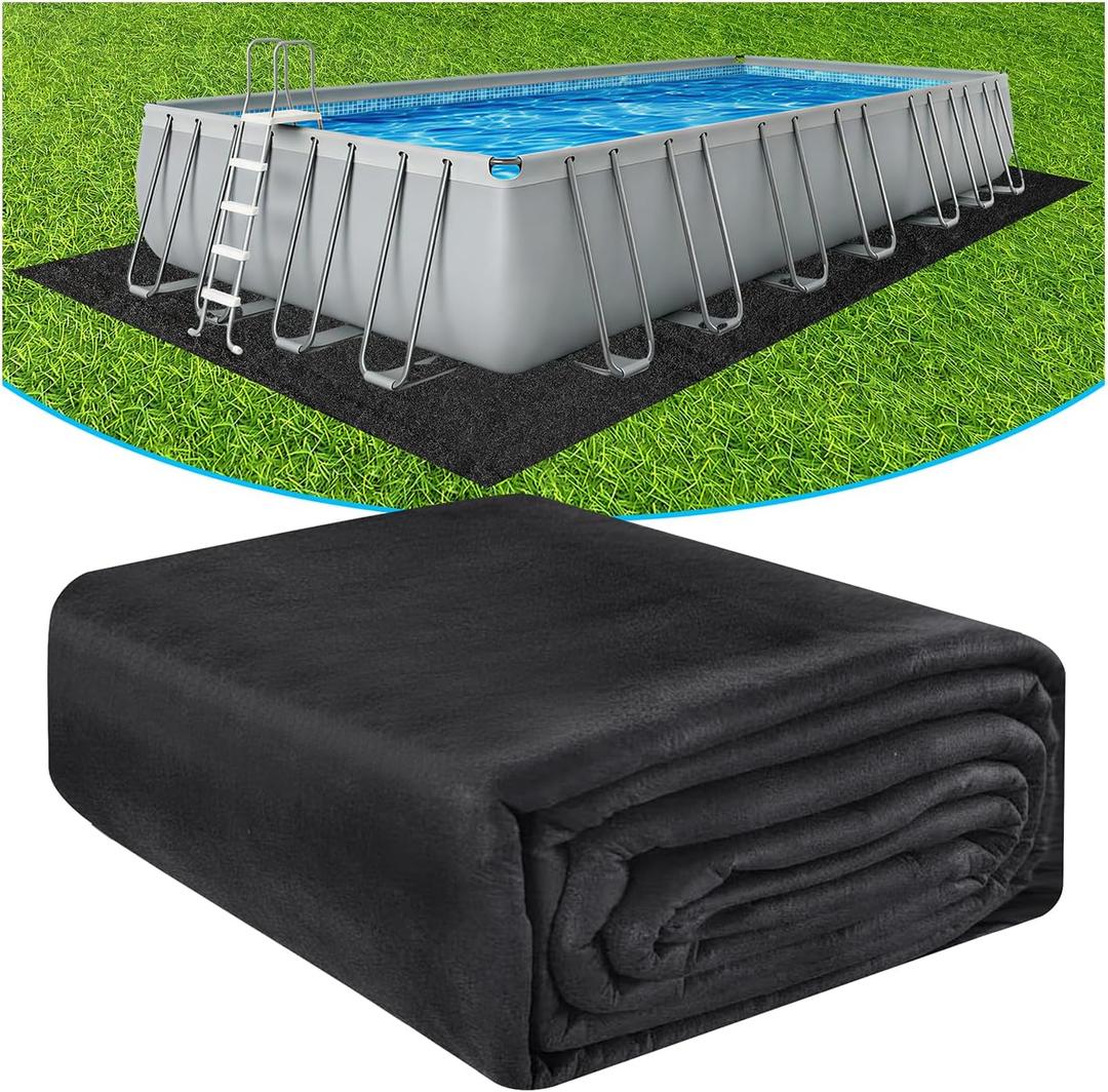 16' x 32' Rectangle Thicker Heavy Duty Pool Liner Pad for Above Ground Pool, Padding Underlayment for Pool Bottom, Protects Pool Prevents Punctures Weed Barrier Comfortable Underfoot