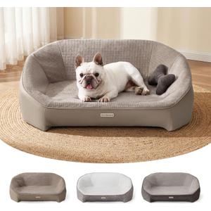Orthopedic Dog Bed, Medium, 5.9" One-Piece Memory Foam, 3 Covers | Removable washable covers for summer & winter, Extra thick one-piece memory foam, Never sag pet sofa couch, Includes dog toy