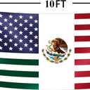 American Mexican Friendship Flag 6x10FT USA Mexico Flag Fade Proof Vivid Color Polyester with Brass Grommets For Indoor Outdoor (B, 6x10FT)