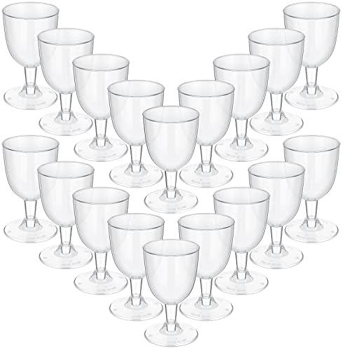 Didaey 48 Pcs Disposable Plastic Wine Glasses 5 oz Party Wine Cups Hard Plastic Drinking Glasses with Stem Stackable Stemmed Goblets for Champagne Dessert Wedding Home Toasting(Clear)