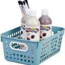 Really Good Stuff Medium Plastic Book Baskets, 11" x 7.5" x 4.5", 6 Pack, Water, Versatile Storage Solution for Classroom, Home and Office, Toy Storage, Multi-Purpose
