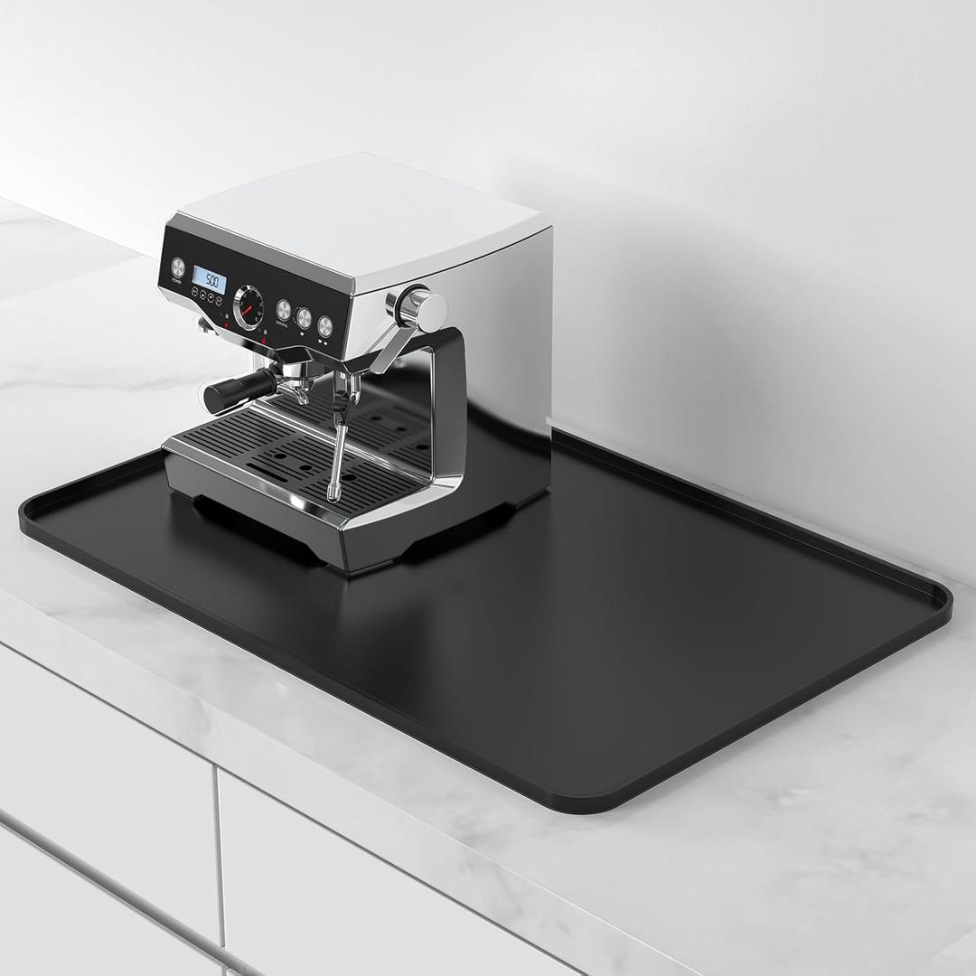 Garolue Silicone Coffee Mat, 24×16" Waterproof Heat Resistant Bar Mat for Espresso Machine Station Accessories, Non Slip Dish Drying Mat for Kitchen Counter, Home Decor Essentials, Fit Under Coffee Maker