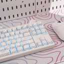 Sumgsn 131 Keys White Topographic Keycaps PBT Dye Sub Side Printed Custom keycaps 75 Percent Cherry Profile Fit for Mechanical Keyboard Cherry Mx Switches