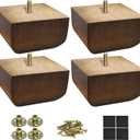 Sofa Legs Square Bed Feet 2 inch Wood Replacement Leg for Furniture Set of 4, Dark Brown (2 inch (4pcs) Standard (With hanger bolt))