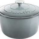 Crock Pot Artisan 5-Quart Round Enameled Cast Iron Dutch Oven Slate Gray, Heavy-Duty Cookware for Slow Cooking, Roasting, Baking with Lid
