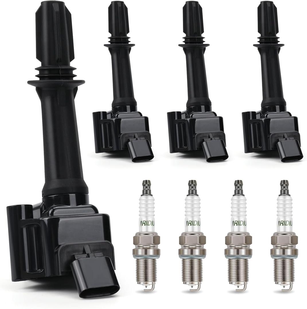 Set of 4 Ignition Coil Pack Spark Plug Compatible with Chevy Cruze Malibu Equinox Buick Encore GMC Terrain, 1.4 1.5 L4 Coils Spark Plugs, Replaces OE# UF802, 91970