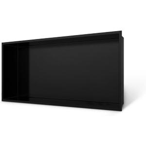 Shower Niche 24 x 12, Matte Black Stainless Steel Shower Niche Shelf Recessed for Bathroom Storage No Tile Needed Over Mount Installation, 24W 12H-Single Shelf