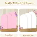 White and Pink Arch Backdrop Cover Set of 3-6.6ft, 7.2ft, 8ft Arch Covers Stretchy Backdrop Spandex Baby Shower Arch Stand Covers for Birthday Party Wedding Bridal Shower Photo Background Decoration