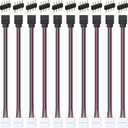 20 Pieces LED RGB Strip Light Connector Male and Female Connector Wire Cable 10 mm Wide Strip to Controller Adaptor with 10 Pieces Male 4 Pin Plugs for 5050 3528 RGB LED Light Strip