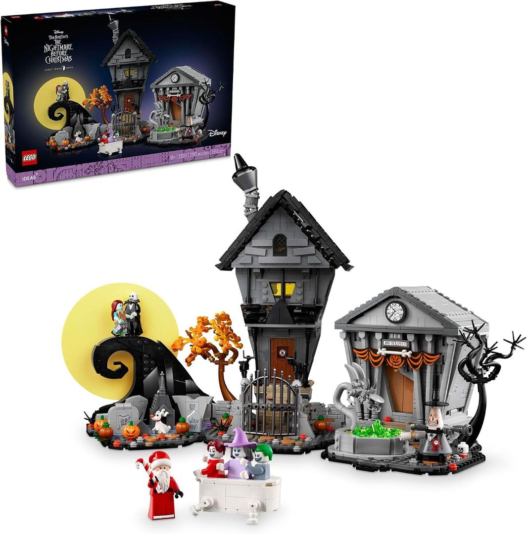 2 x LEGO Disney Tim Burton's The Nightmare Before Christmas Decor - Building Set for Adults for Display, Ages 18+ - Collectible DIY Craft for Fans of Iconic Movie with Minifigures Included - 21351
