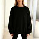 MAGICMK Womens Oversized Sweatshirts Colourful plus Size Fall Long Sleeve Sweaters tops (Black, M)