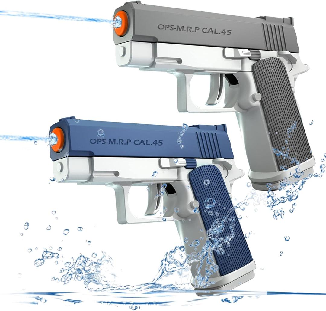 2 Pack Water Gun for Kids - Squirt Guns Water Blaster Soaker 100CC Capacity Water Pistol Toys for Boys Girls Toddlers, Ideal Summer Gifts for Swimming Pool Beach Outdoor Water Toys (Blue/Gray)