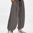 Majdan Women's Modal Sweatpants Baggy Pants Casual Loose Comfy High Waisted Lounge Pants with Pockets (Darkgrey-L) (Gray, L)