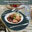 ADRIMER Placemats, Heat Resistant Oval Placemats Set of 4 Washable 12 x 17 Inch, Waterproof Table Mats, Wipeable Pu Place Mats for Kitchen, Dining Room, Dark Blue