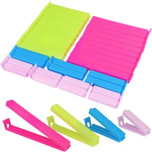 34 Pack Plastic Chip Clips - Resealable Sealing Clips for Food Storage & Snack Bags - 4 Sizes, Bright Colors - 2.4"/3.2"/4.3"/5.5"