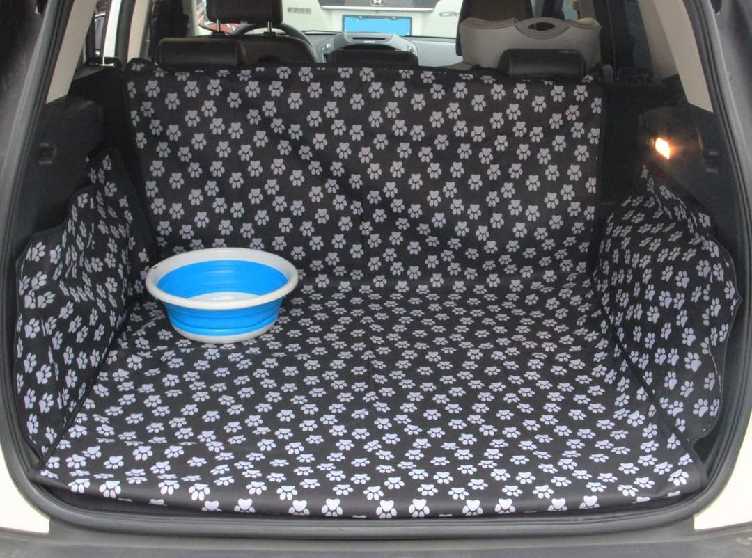Pet Dog Trunk Cargo Liner - Oxford Car SUV Seat Cover - Waterproof Floor Mat for Dogs Cats - Washable Dog Accessories (Large (Pack of 1), Paw Print)
