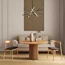 Modern Black Chandelier Light Fixtures - LED 6-Lights Dining Room Linear Chandeliers Sputnik Pendant Lights Fixture Over Table 3000K 4500K 6000K Dimmable for Kitchen Island Living Room