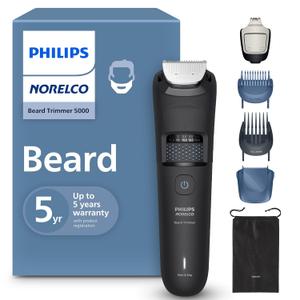 Norelco Philips Beard Trimmer 5000 Series, 100% Waterproof Beard Styler, Precision Dial with 40 Lock-in Trimming Settings, Self-Sharpening Metal Blades & Beard Hair Mess Collector, BT5775/40 (Black)