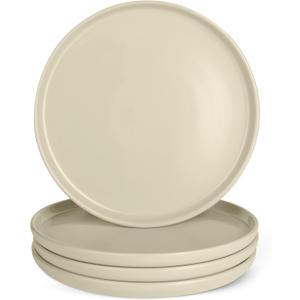 Amazon Basics Glazed Stoneware Dinner Plates, Ceramic 4-Piece Set, Microwave and Dishwasher-Safe, 10.5 in., Ivory
