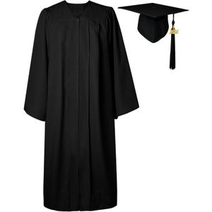 GraduatePro Matte Graduation Cap and Gown Class of 2026 Set Bulk with Tassel for High School & College 12 Colors (48, Black)