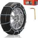 Snow Chains for Car Tires, Tire Chains for Pickups, SUVs, and Light Trucks, Quick Fit & Easy Installation, Reusable CAM Tightener for Emergency Tire Traction, Set of 2 (SPC1134)