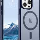 SUPFINE Magnetic for iPhone 14 Pro Case (Compatible with MagSafe) (Military Grade Drop Protection) Translucent Matte Shockproof Phone Case,Navy Blue