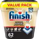 Finish Ultimate Quantum Infinity Shine Dishwasher Pods, New & Improved Formula, Dishwasher Detergent Dish Soap, Removes BurntOn & DriedOn Stain, Degreasing, Scrubbing, & Shining Power, 62 Count