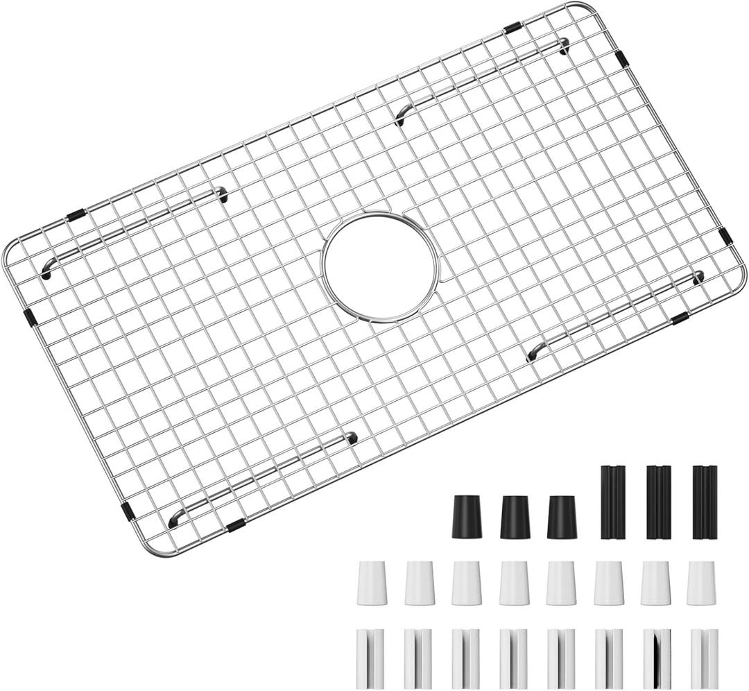 Sink Bottom Grid 29-1/2" X 15-9/16", Centered Drain with Corner Radius 3/8", Sink Protector