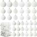 Soulchen 42 Pcs Velvet Christmas Ornaments Set Flocked White Christmas Ball Ornaments Hanging Shatterproof Xmas Ball Decor with 5 Styles in 3 Sizes for Xmas Tree Holiday Indoor Outdoor Home Decor