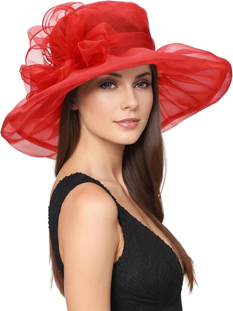 Zando 2026 Kentucky Hats Derby for Women Elegant Tea Party Hats Organza Victorian Church Wedding Fascinator Hat, One Size