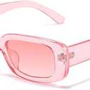 IKANOO Retro Rectangle Sunglasses for Women Men Small Square Frame Trendy Y2K 90s Black Sunglasses
