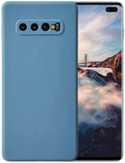 Casecious Compatible with Samsung Galaxy S10 Plus Soft Liquid Silicone Gel Cell Phone Mobile Basic Back case Cover casing funda para (Blue Gray)
