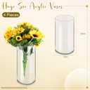 Qunclay 4 Pcs Acrylic Flower Vase Plastic Cylinder Vase for Centerpiece Decorative Clear Acrylic Cylinder Containers Break Resistant Round for Home Party Table Deco(5 x 10 Inch)