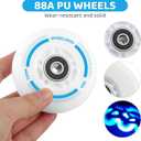 8-Pack LED Light Up Inline Skate Wheels for Kids & Teens, No Battery, PU Wheels with 608RS Bearings, Evening & Night Skating (Blue, 72mm)