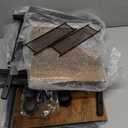 C Shaped Side Table with Wheels, Small Sofa End Table with Drawer Storage Basket for Small Spaces,Rolling Couch Bedside Tables for Living Room, Bedroom, Rustic Brown and Black