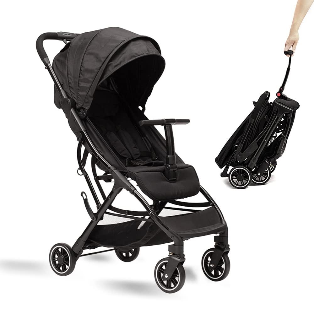 COOL KIDS Portable Stroller with Automatic FoldLightweight Umbrella Stroller with Pop Out Sun CanopyCompact Strollers for Travel(Black)