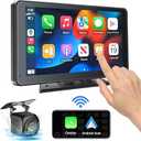 Portable Newest Wireless Apple CarPlay and Android Auto Screen for Car, 7" HD Touch Screen Car Stereo with Mirror Link, Bluetooth 5.2, Backup Camera, AUX,FM Transmitter for All Vehicle
