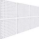 6 Pack Steel Peg Board,Universal 1/8 and 1/4 Pegboard Accessories,Ideal for Garage Tool Storage, Office Organization, Craft Room, Kitchen etc. (White, 6-12X12)