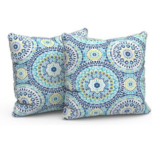 LVTXIII Outdoor Throw Pillow Covers 16x16 Decorative Accent Pillow Cases All Weather Square Cushion Covers for Sofa Patio Couch Use, Pack of 2, Delancey Baltic