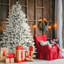 Incbruce 7ft Artificial Christmas Tree, Xmas Tree with 1,000 Branch Tips, Flocked Christmas Tree with Metal Stable Stand Base for Indoor and Outdoor Holiday Decoration(White)