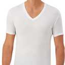 Hanes Mens Perfect Flex V-Neck Tee, Stay Tucked Undershirt, Slim Fit Tight on Arms T-Shirt, White & Black (White, XXL)