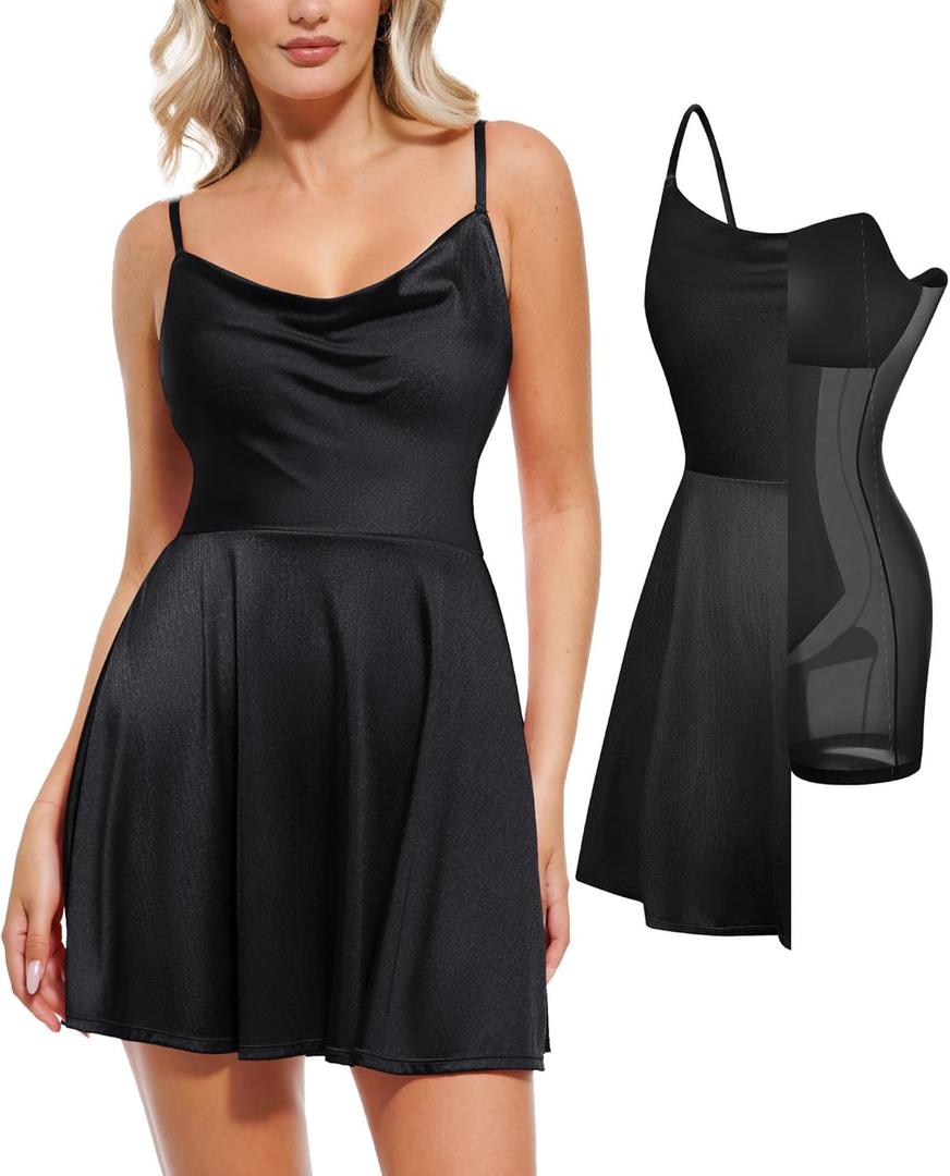 Popilush Dress for Women Mini Corset A-Line Party Dresses for Date Night Club Cocktail Shapewear Tummy Control Outfits (Medium)