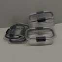 Rubbermaid Brilliance Glass Food Storage set of 4 containers 8 total pieces (4 containers + 4 lids) for Lunch Meal Prep and Leftovers Dishwasher and Oven Safe Clear/Grey