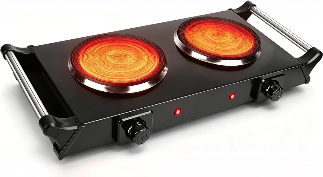 Electric Burner, Electric Hot Plate for Cooking Portable Cooking Stove, Countertop Burner Cooktop for Kitchen, Dorm, Temperature Control, Easy to Clean, Black