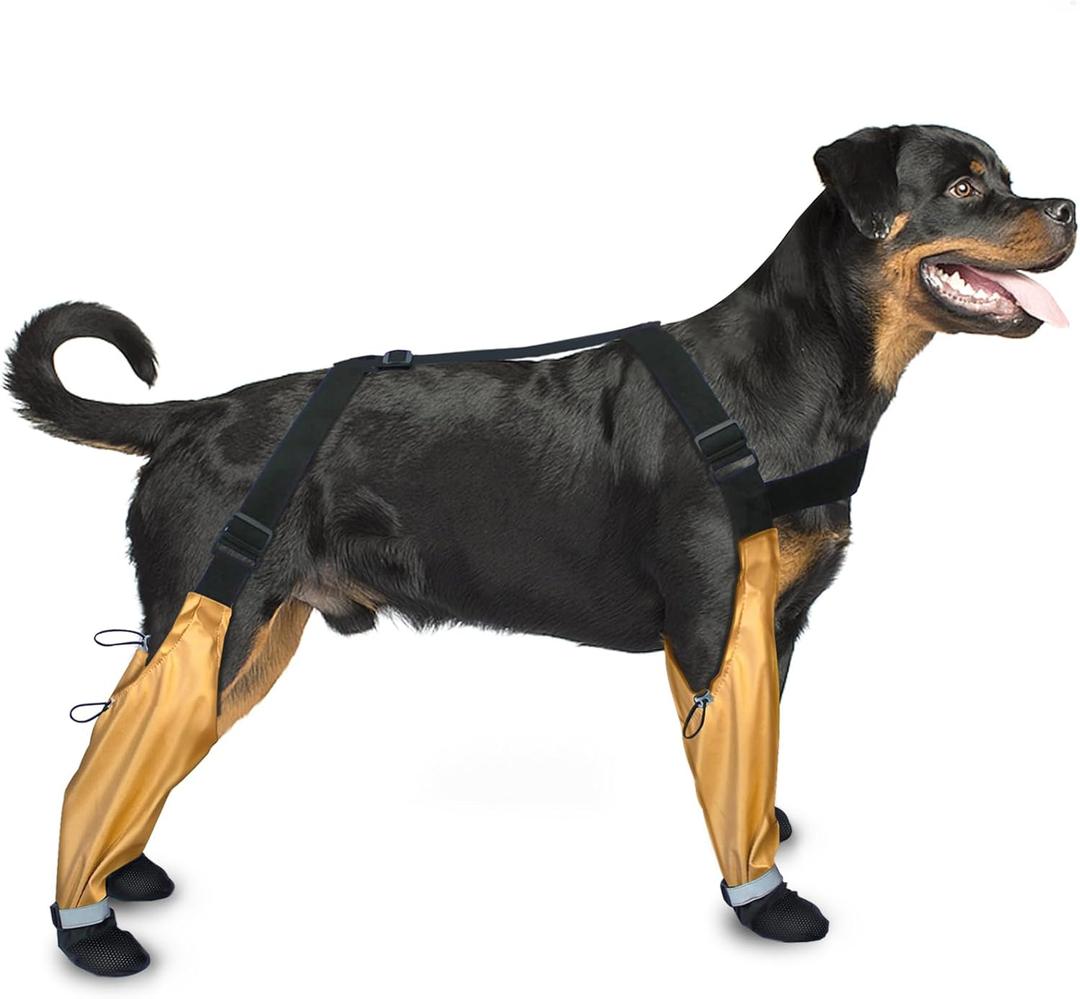 Adjustable Harness - Style Dog Shoes with Reflective Strips, Anti - Slip & Waterproof Paw Protection for All Seasons (L)