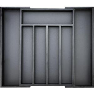 Black Bamboo Kitchen Silverware Organizer Tray Expandable Large Utensil Holder Drawer Divider Organizers Storage Adjustable Cutlery Utensil Tray Spoon Holder Wooden Flatware Organizer for Drawer (Expandable(9"-15")x12.6")