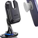 Car Phone Mount for Pop Socket: Strong Adhesive Cell Phone Holder for Automobile Dashboard - Adjustable Dash Sticky Cellphone Stand for iPhone Samsung with Thick Socket Wallet Grip Card Holder Black/Gray